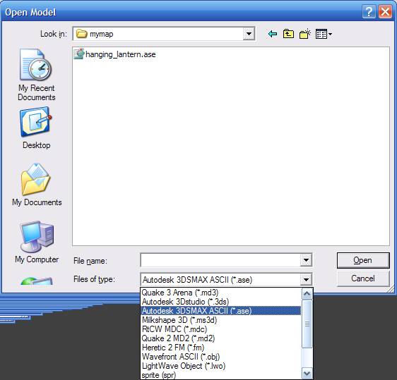 Selecting the ASE format